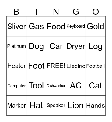 Service Guard Bingo Card