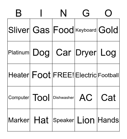 Service Guard Bingo Card