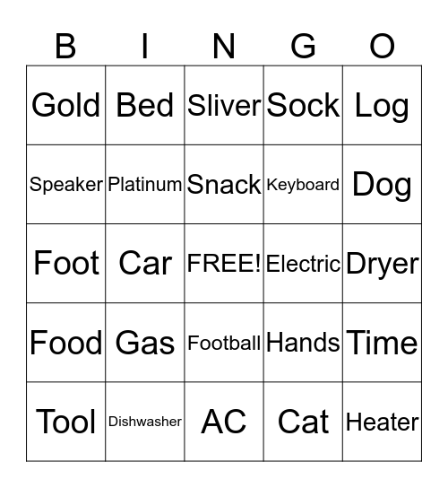 Service Guard Bingo Card