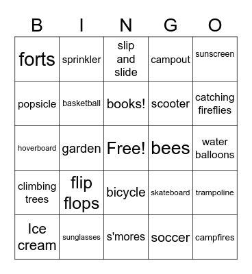 Summer Bingo! Bingo Card