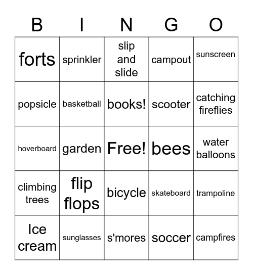 Summer Bingo! Bingo Card