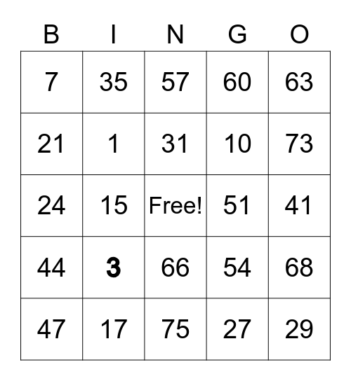 Family Bingo Night Bingo Card