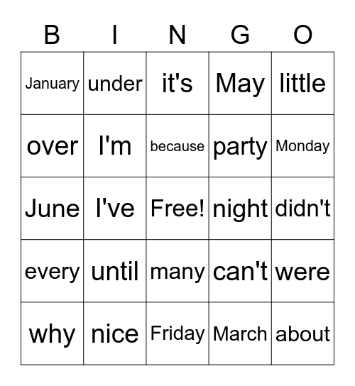 Mrs. Maltz's Bingo Card