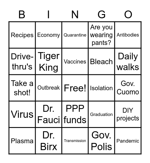 COVID BINGO Card