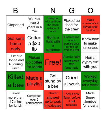 STAND Bingo Card
