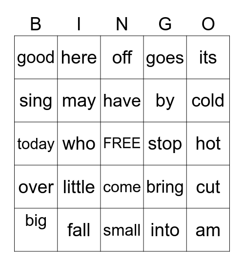Primary7 List 6 Sight Words Bingo Card