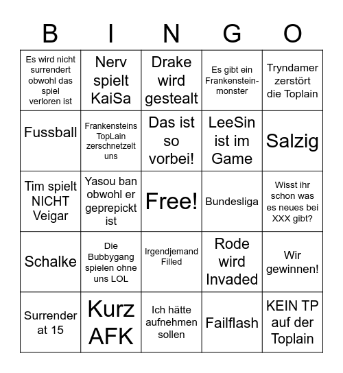 Lol Bingo Card