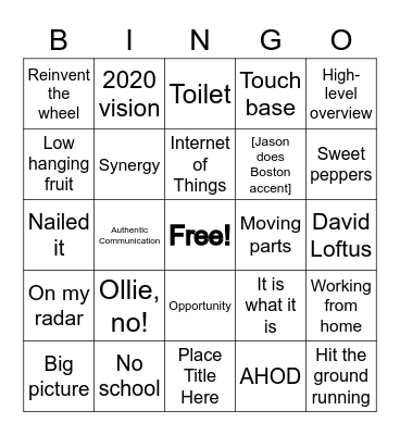 State of the Union Bingo Card