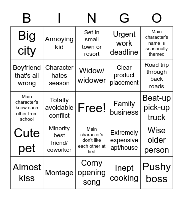 Hallmark Spring/Summer Bingo Card