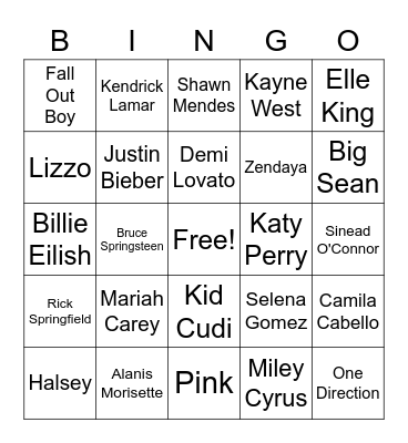 Mental Health Awareness Music Bingo Card