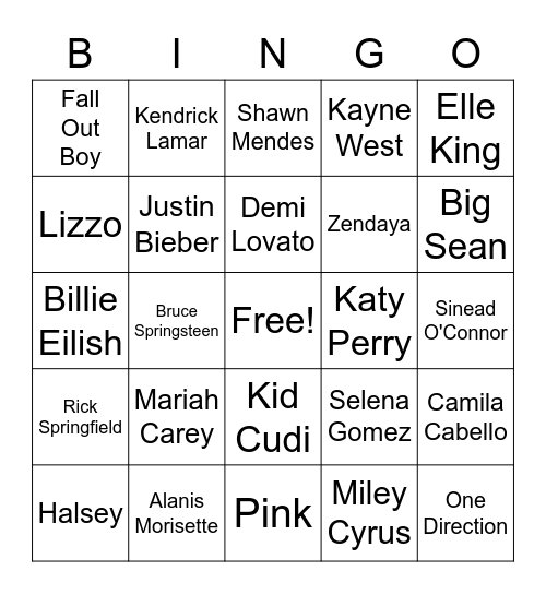 Mental Health Awareness Music Bingo Card