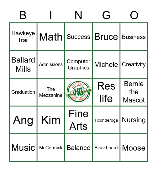 NCCC Grad Bingo Card
