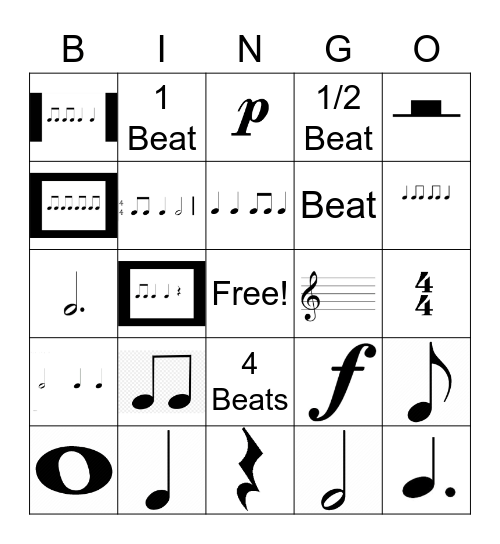 Music Theory Bingo Card