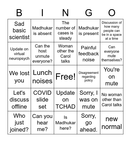 Town Hall Bingo Card