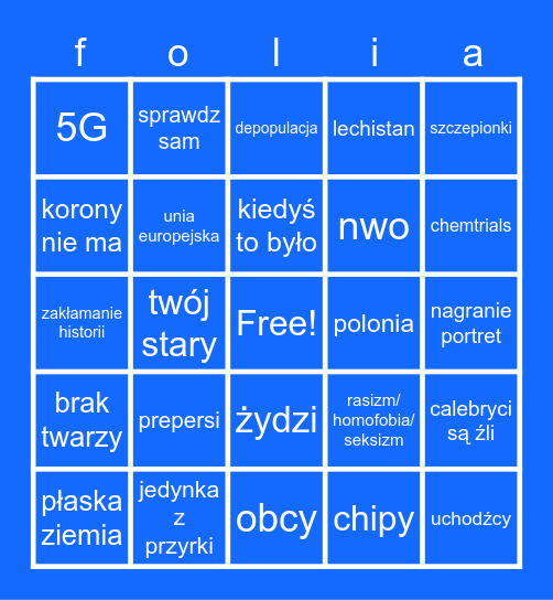 wujek foliarz Bingo Card