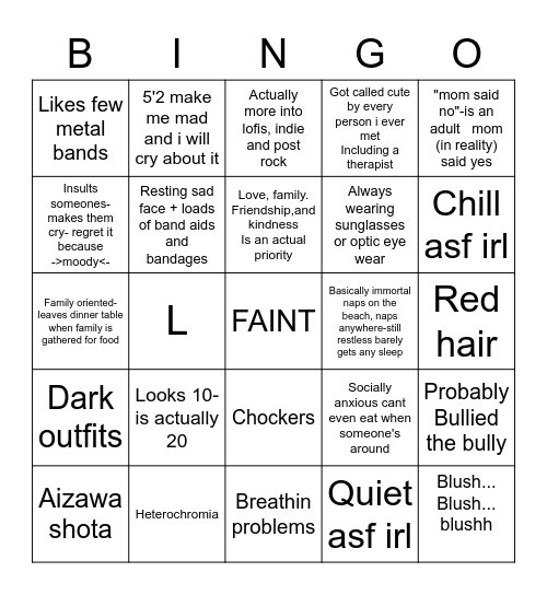 How much like me are you? Bingo Card