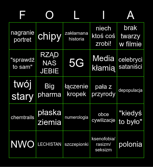 Foliarskie Bingo Card