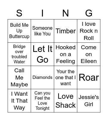 MCC Music Bingo Card