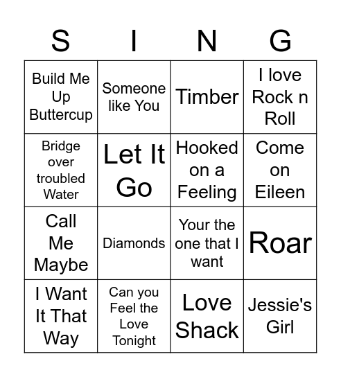 MCC Music Bingo Card