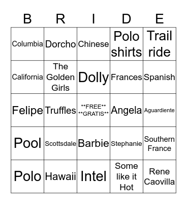 Nat and Andres Bingo!! Bingo Card