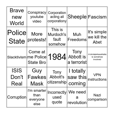 Fascism Bingo Card