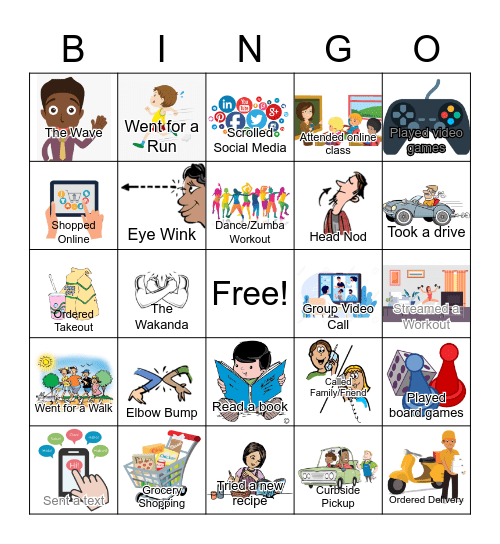 Social Distancing Bingo Card