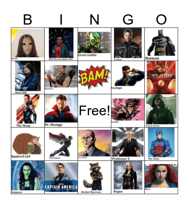 Superhero Bingo Card