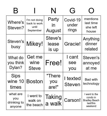 Donna Bingo Card