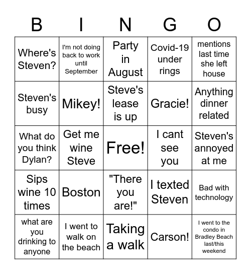 Donna Bingo Card