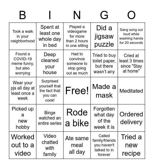 Practicum Party Bingo Card