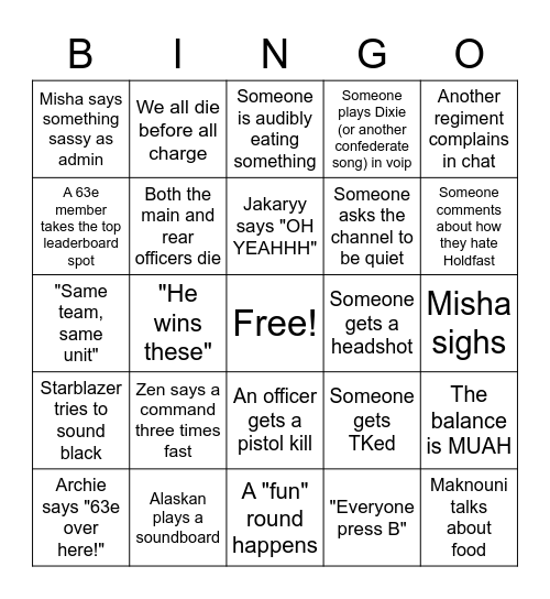 63e Event Bingo Card