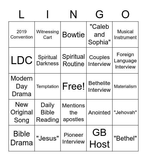 JW Game Night 6 [vss] Bingo Card