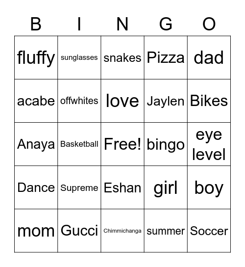 anaya bingo Card