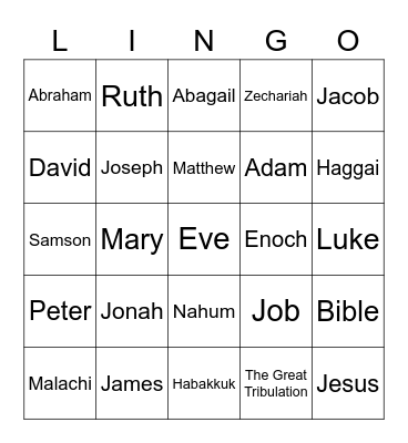 JW Game Night 16 Bible Names [vss] Bingo Card