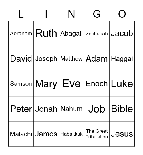 JW Game Night 16 Bible Names [vss] Bingo Card