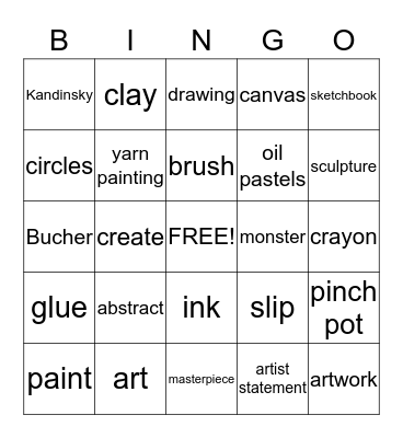 Art Bingo Card