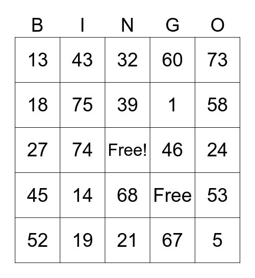 Mrs. Jackson's Bingo Card