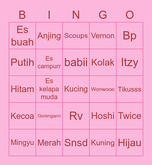 Punya Chaery Bingo Card