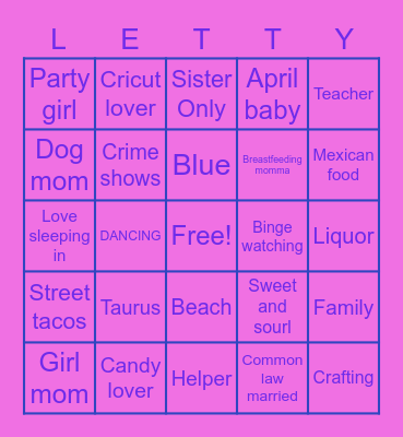 Leticia Bingo Card
