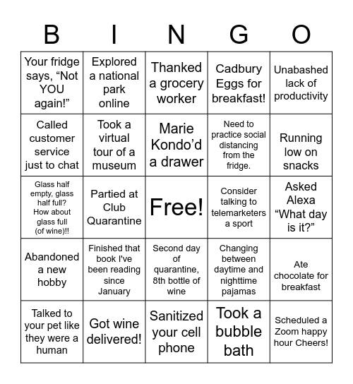 Real Life in Quarantine (2) Bingo Card