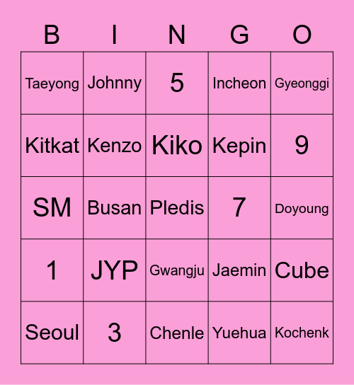 FUJIN92 Bingo Card