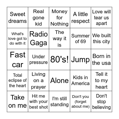 Marky.B's Music Bingo Card