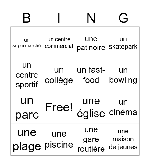 En ville - 1K Bingo Card