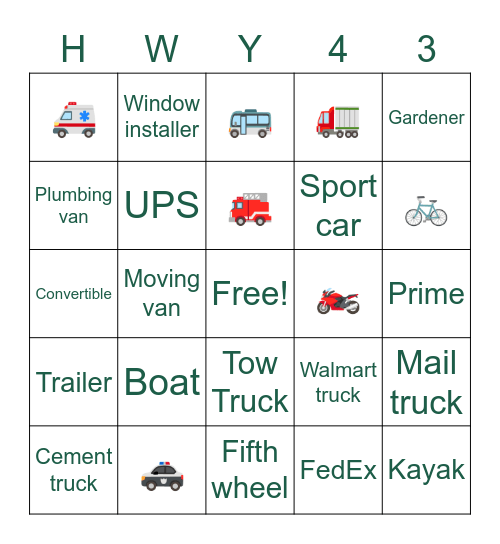 43 Bingo Card