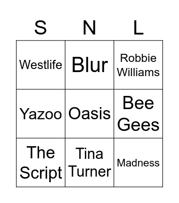 Saturday Night Live 4 - Music Bingo Card
