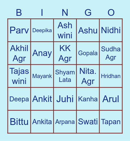 Harda Vaishnav Pariwar Bingo Card