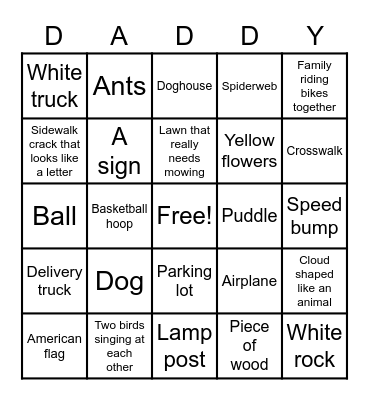 Scavenger Hunt Bingo Card