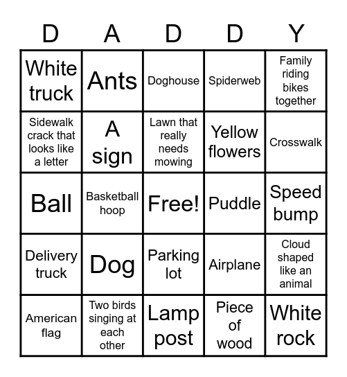 Scavenger Hunt Bingo Card