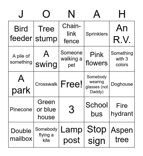 Scavenger Hunt Bingo Card