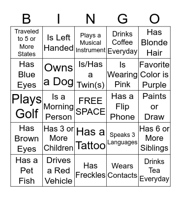 NAME:________________________________ Bingo Card